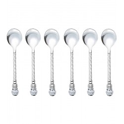 Jogo 6 Colheres 11cm Para Café de Zamac Niquelado Com Cristal